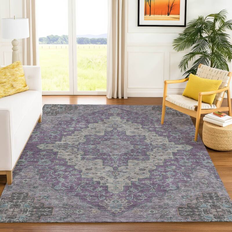 Machine Washable Indoor/ Outdoor Traditional Karachy Chantille Rug