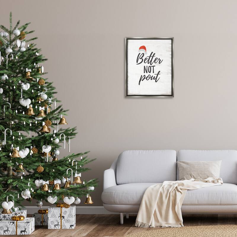 Stupell Festive Better Not Pout Framed Floater Canvas Wall Art Design By Lauren Rader
