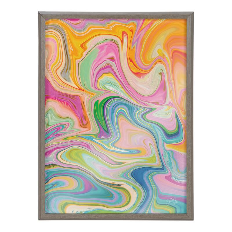 Kate and Laurel Blake Marble 27 Framed Printed Glass by Jessi Raulet