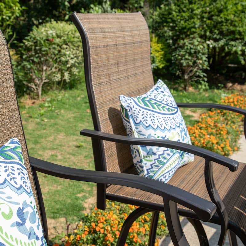 7-Piece Patio Bar Stool Set Textilene Swivel Stools