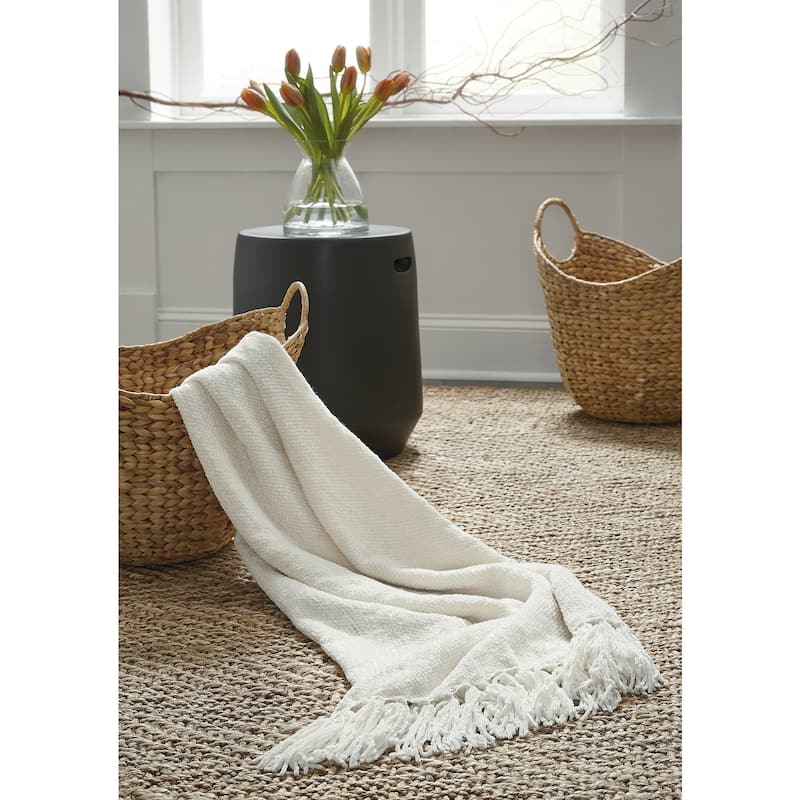 Signature Design by Ashley Tamish Throw (Set of 3) - White - 50" W x 60" D x 0.39" H