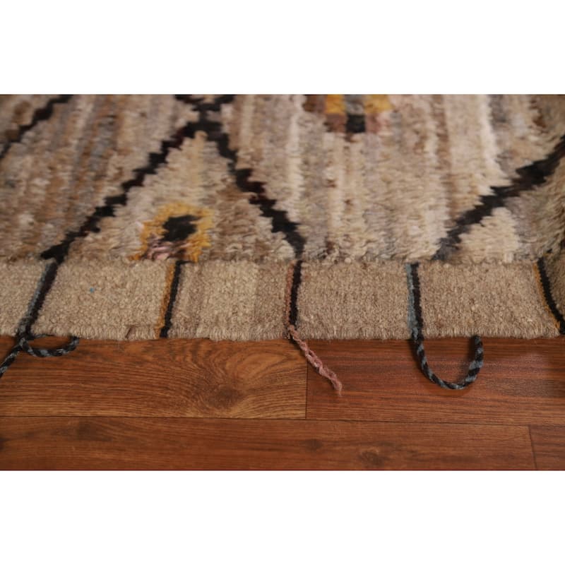 Modern Moroccan Wool Area Rug Hand-knotted Living Room Carpet - 6'8" x 9'11"