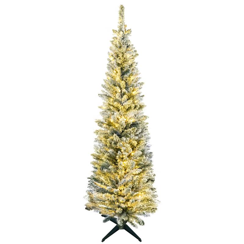 5' Tall Pre-Lit Slim Noble Fir Artificial Christmas Tree with 110 Warm White LED Lights and 294 Tips - Green