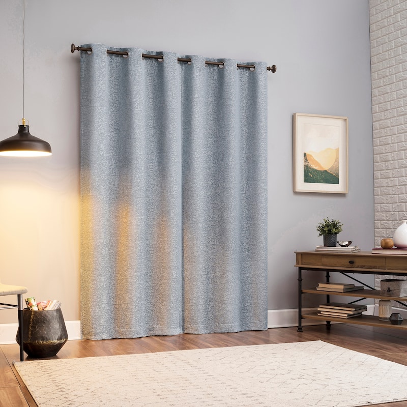 Sun Zero Serenity 2-Piece Abstract Magnetic Closure Total Blackout Grommet Curtain Panel Pair