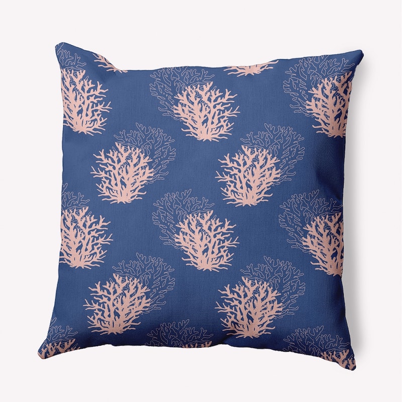 Coral Pattern Indoor/Outdoor Throw Pillow - Nautical Navy - 18" x 18"