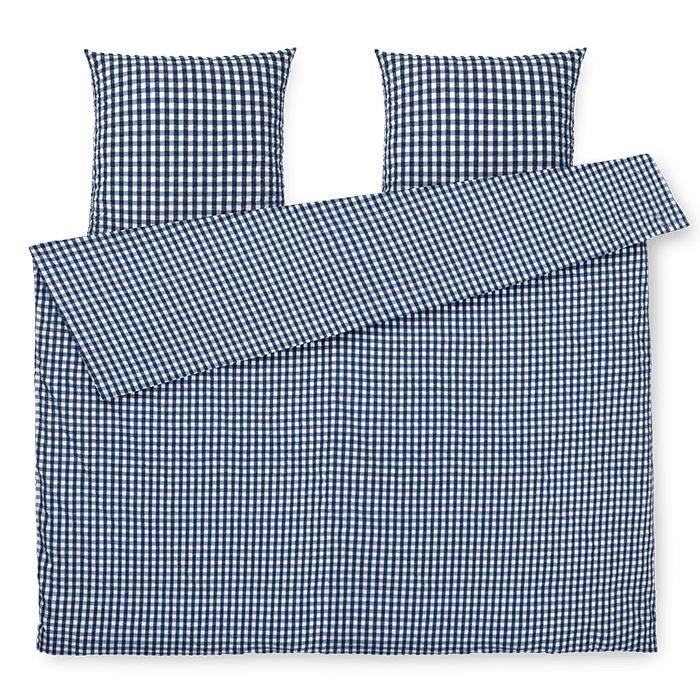 JUNA Bæk&Bølge Duvet Cover Set, Dark Blue/White