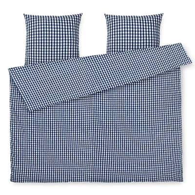 JUNA Bæk&Bølge Duvet Cover Set, Dark Blue/White