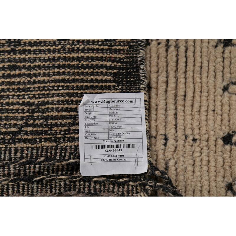 Chevron Style Moroccan Area Rug Hand-Knotted Wool Carpet - 6'3"x 9'8"