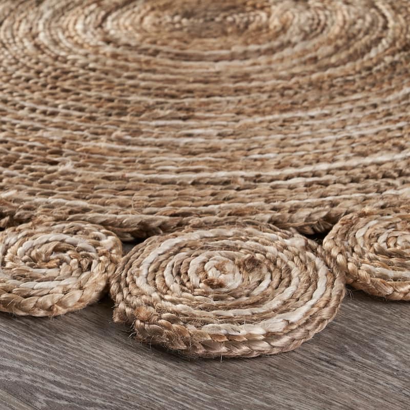 Sevita Organic Jute Spiral Area Rug, Bleach and Natural