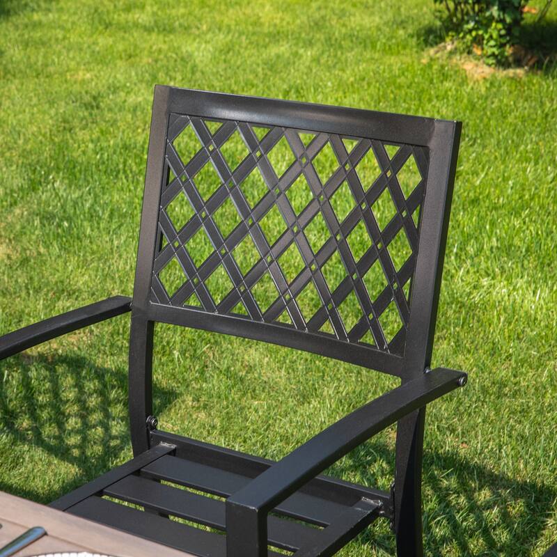 MAISON ARTS 7/9-Pieces Patio Dining Set with Metal Rectangle Expandable Table and Metal Stackable Chairs