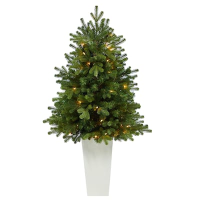 3.5' Artificial Christmas Tree with 50 Clear Lights in Tower Planter