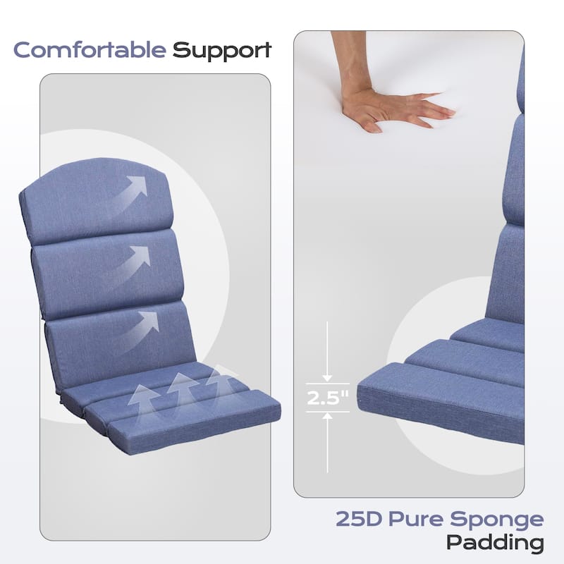 Aoodor Patio Chair Cushion Set of 2 - High-Back Adirondack Patio Cushions with Ties - N/A