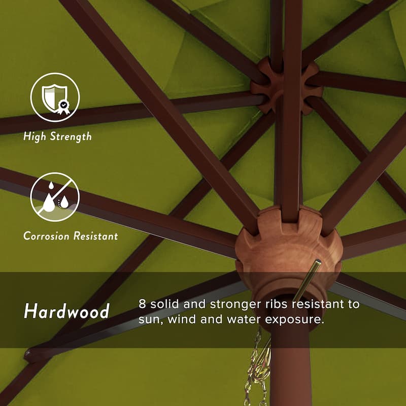 California Umbrella 9-ft. Round Marenti Wood-framed Olefin Patio Umbrella (No Base)