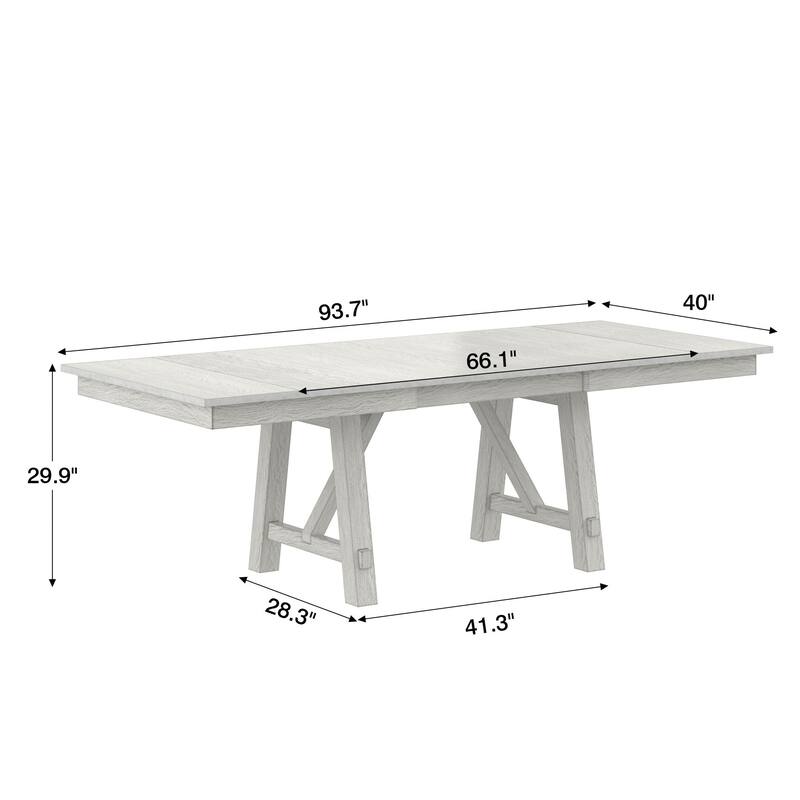 VECELO 94 Inch Modern Solid Wood Rectangular Extendable Dining Table
