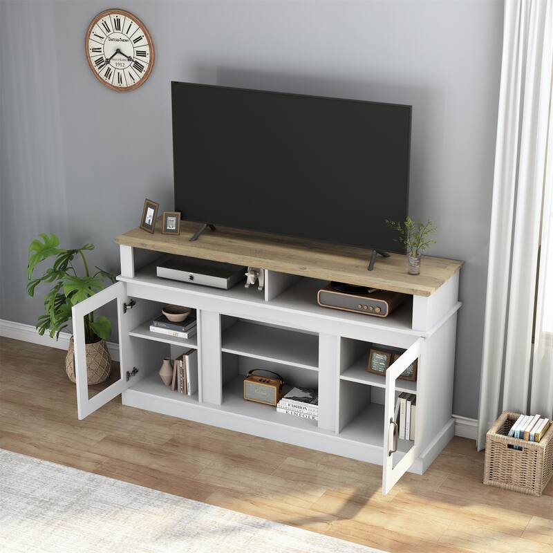 58 Inch TV Stand with Storage Cabinet and Shelves
