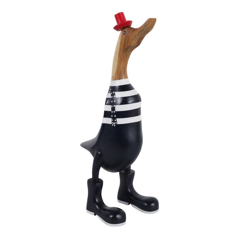 Decorative Wooden Duck Figurine Sculpture - 16.0"