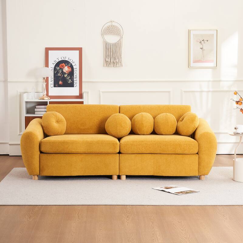84"Modern Chenille Sofa Couch for Living Room - Yellow