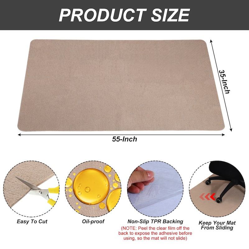 55 Inches x 35 Inches Office Chair Mat for Hardwood Floors - Khaki