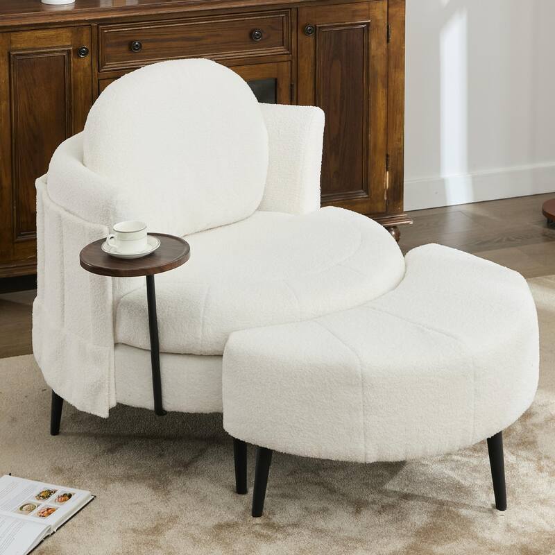 Lamb Velvet Sofa Chair with Footstool