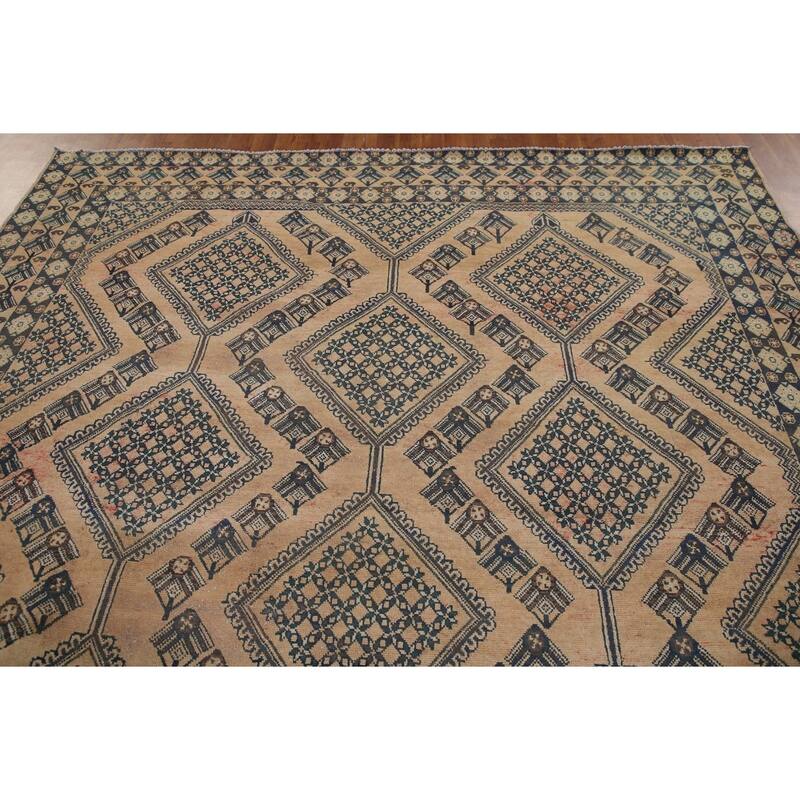 Distressed Bakhtiari Persian Vintage Rug Handmade Wool Carpet - 8'3"x 11'1"