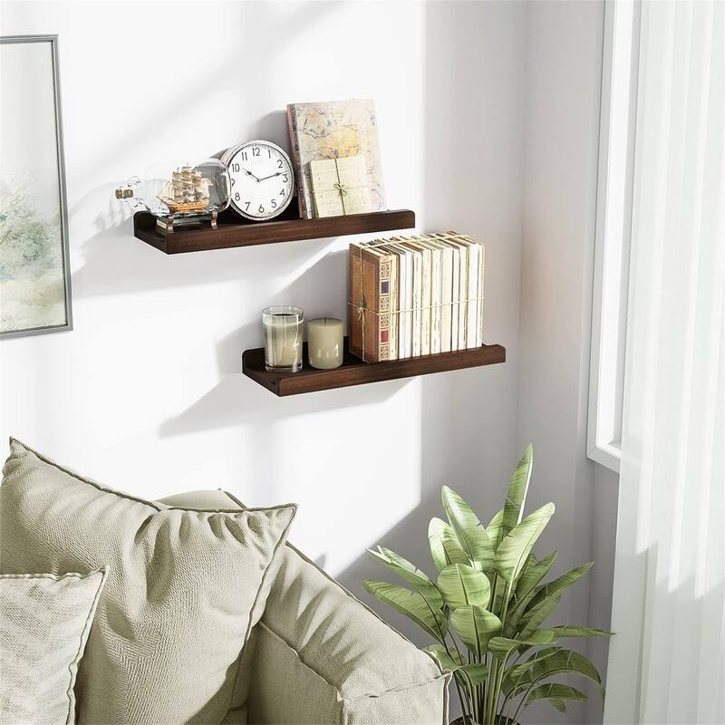 Floating Shelves Wall Mounted Set of 2 17 Inch - 17.2"D x 6.9"W x 2"H
