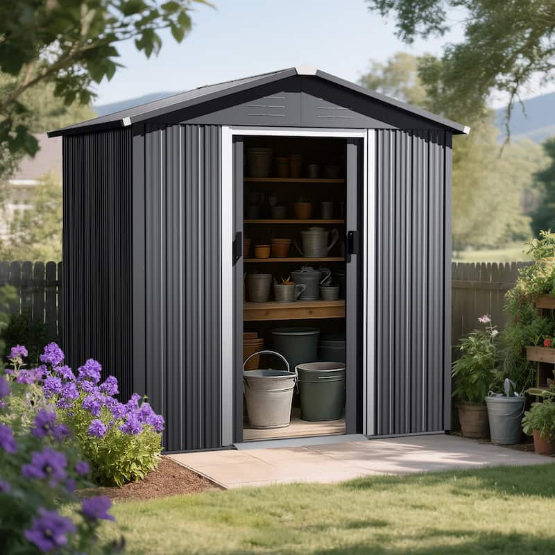 Metal Outdoor Garden Shed Storage Tool Shed with Sliding Doors