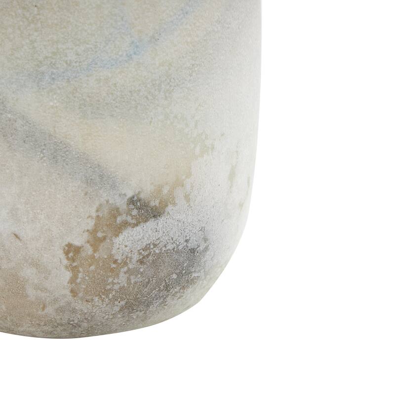 Glass Distressed Decorative Vase with Blue and Tan Texturing - Cream - Roche River Decor