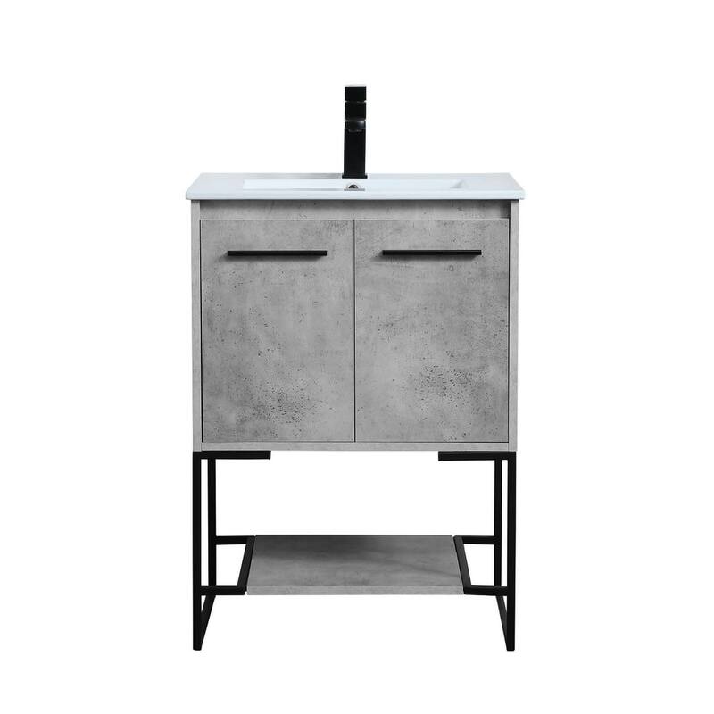 Elegant Lighting VF42024 Gerard 24" Free Standing Single Basin Vanity - Concrete Grey