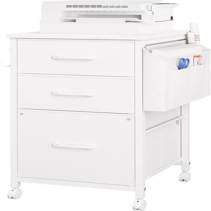 Small File Cabinets for Home Office - 3 Drawer Filing Cabinet - 15.68"D x 15.3"W x 26.6"H - White