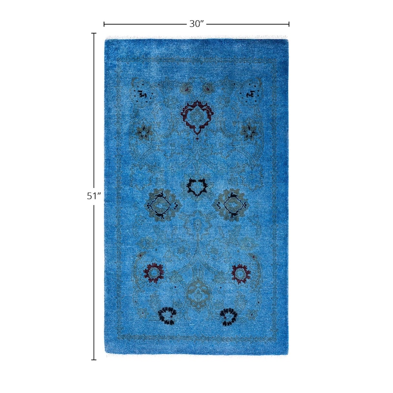Contemporary Overdyed Wool Hand Knotted Area Rug - 2' 6" x 4' 3"