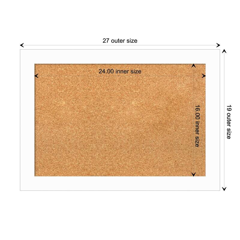 Basic Narrow Wood Framed Natural Corkboard Bulletin Board - Basic White Narrow - Board Size 24x16