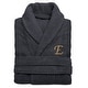 preview thumbnail 13 of 28, Authentic Hotel and Spa Charcoal Grey with Gold Monogrammed Herringbone Weave Turkish Cotton Unisex Bath Robe L/XL - E