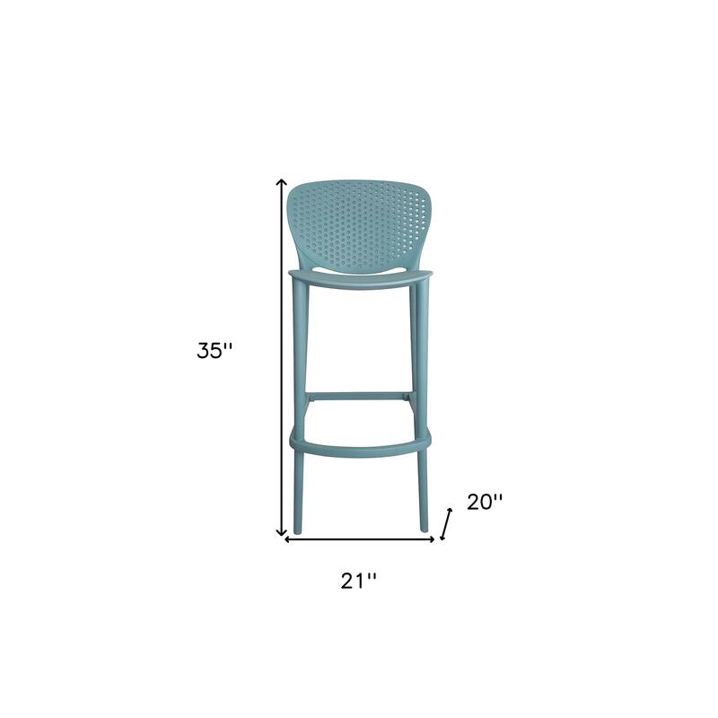 HomeRoots Set of Four 26" Green Heavy Duty Plastic Low Back Counter Height Bar Chairs