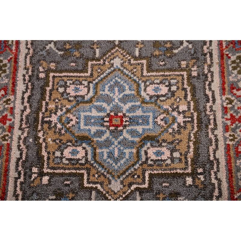 Gray Heriz Serapi Indian Accent Rug Hand-Knotted Oriental Wool Carpet - 2'1" x 3'1"