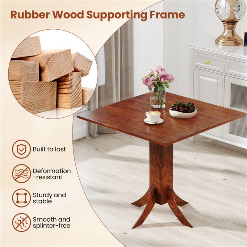 Walnut Rubber Wood and MDF Square Dining Table for 2 to 4 People - 33" x 33" x 30.5"