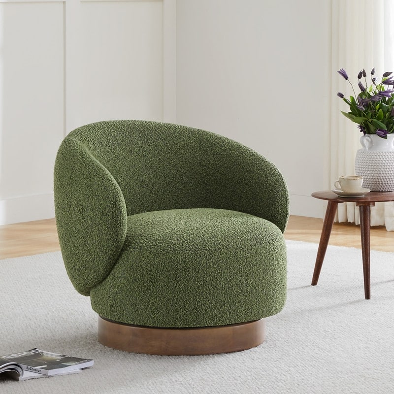 Spruce & Spring Ariel Upholstered Swivel Accent Chair Fabric - Single - Green