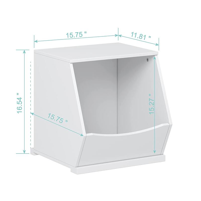 UTEX Toy Storage Organizer,Stackable Kids Toy Storage Cubby,Toy Boxes and Storage for Playroom,Bedroom,Nursery School,White