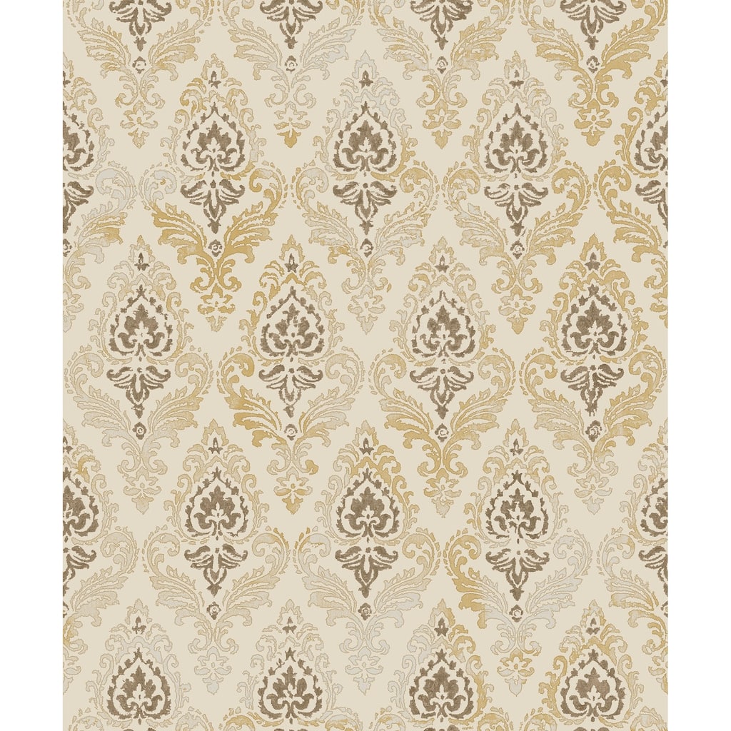 Galerie Wallcoverings Italian Classics 4 Collection Embossed Floral Motif Damask Vinyl on Non-woven Matte Wallpaper Roll