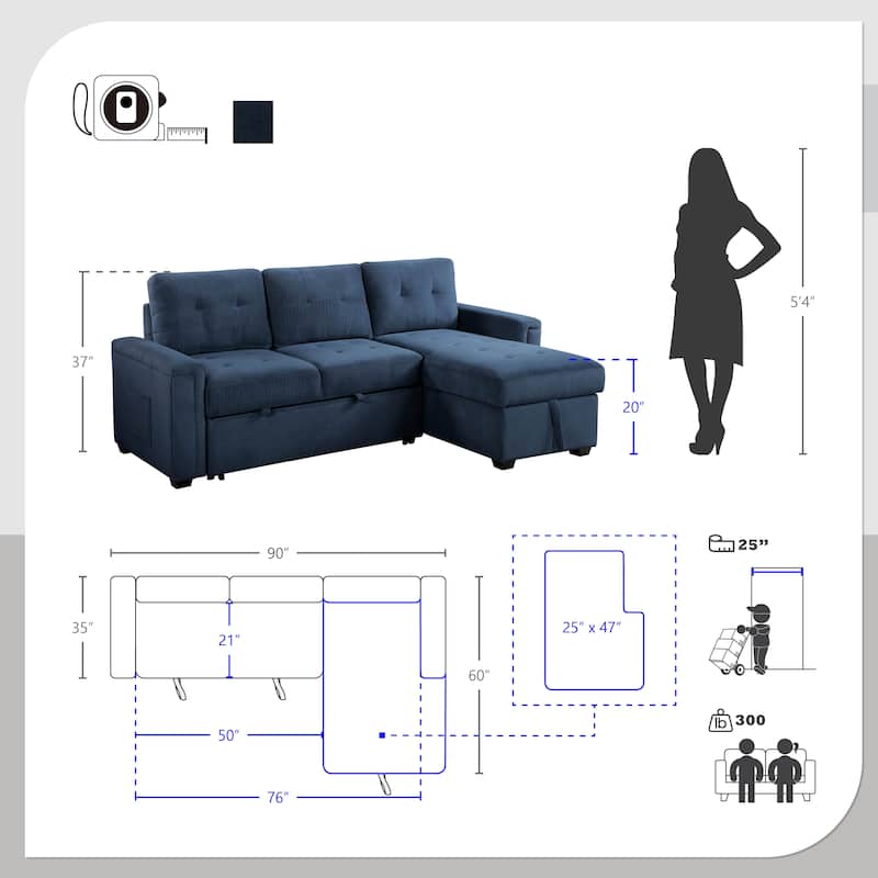 Scarlett Textured Fabric Sectional Sofa with Reversible Chaise