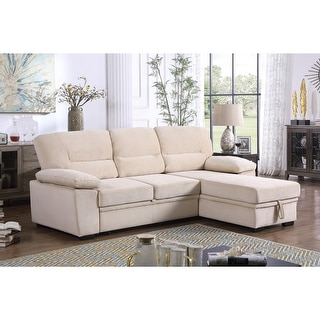Velvet Fabric Reversible Sleeper Sectional Sofa Chaise - Bed Bath ...