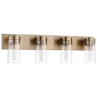 Intersection 4 Light Vanity Burnished Brass with Clear Glass