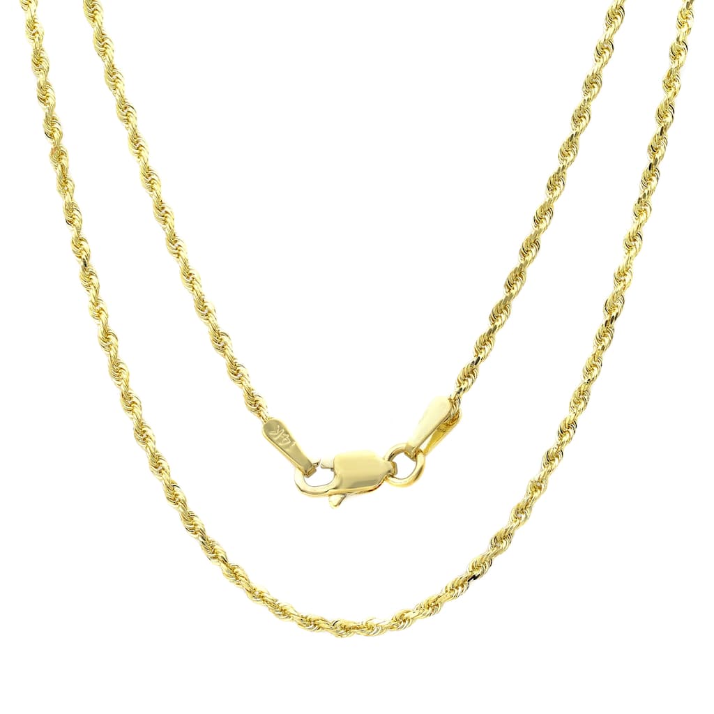 Roberto Martinez Gold Plated Silver 1.5 mm Rope Chain Necklace (16"-24")