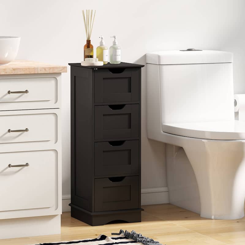 Costway Bathroom Storage Cabinet with 4 Drawers Cut-out Handles - See Details