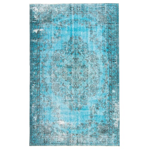 ECARPETGALLERY Hand-knotted Color Transition Turquoise Wool Rug - 5'7 x 7'0