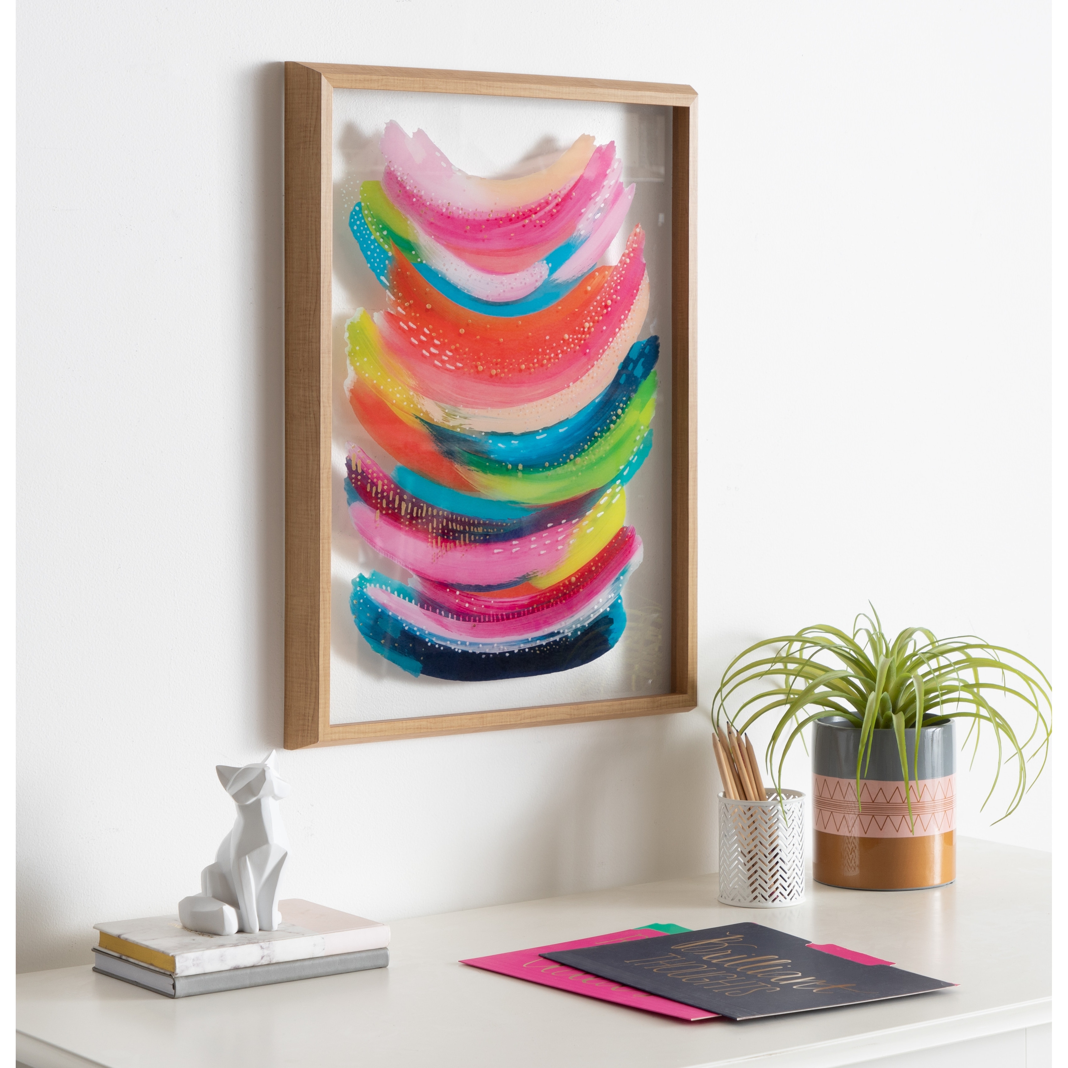 Kate and Laurel Blake Bright Abstract Framed Glass Art by Ettavee