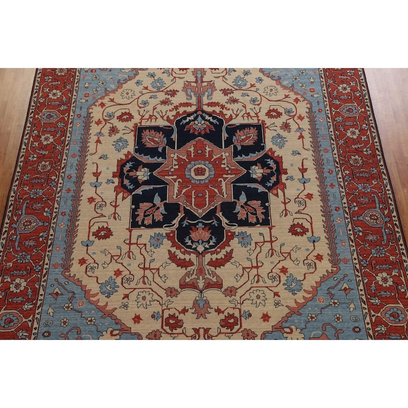 Geometric Heriz Serapi Turkish Oriental Area Rug Handmade Wool Carpet - 9'9" x 13'0"