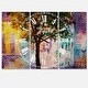 preview thumbnail 2 of 4, Designart 'Couple Walking in Rain' Cottage 3 Panels Oversized Wall CLock - 36 in. wide x 28 in. high - 3 panels