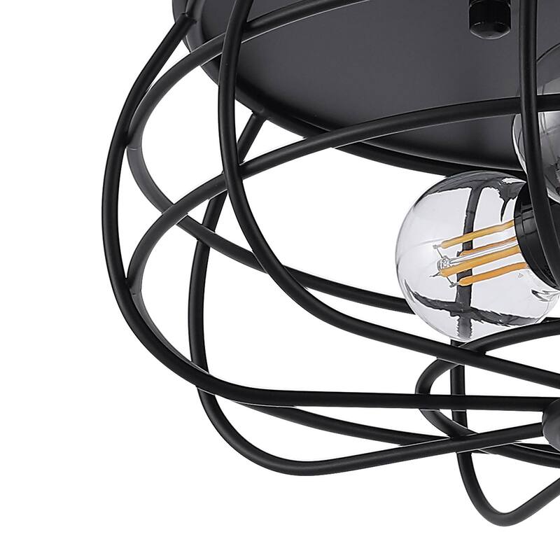 Black Retro Industrial Style Flush Mount Ceiling Light
