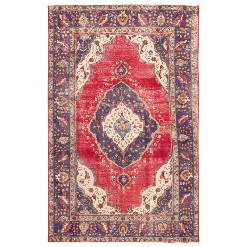 ECARPETGALLERY Hand-knotted Antalya Vintage Red Wool Rug - 6'7 x 10'2