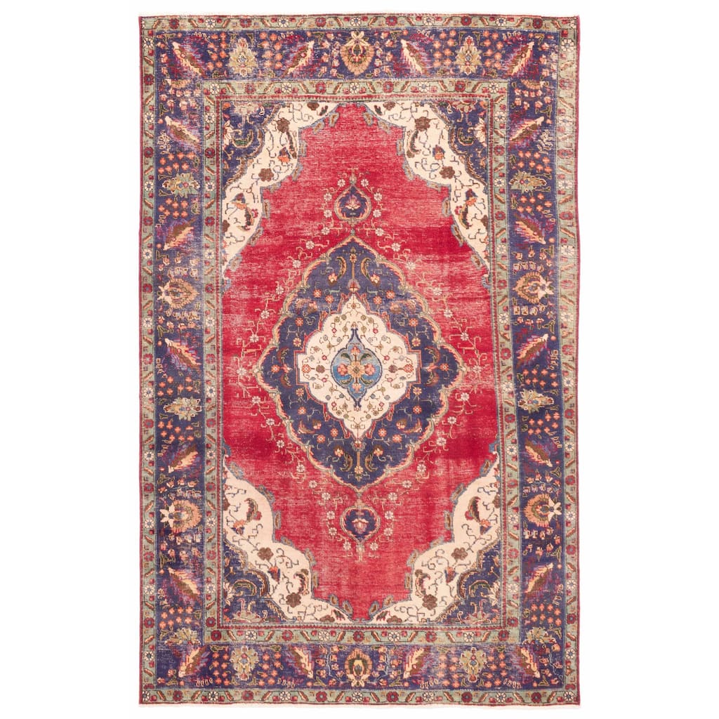 ECARPETGALLERY Hand-knotted Antalya Vintage Red Wool Rug - 6'7 x 10'2